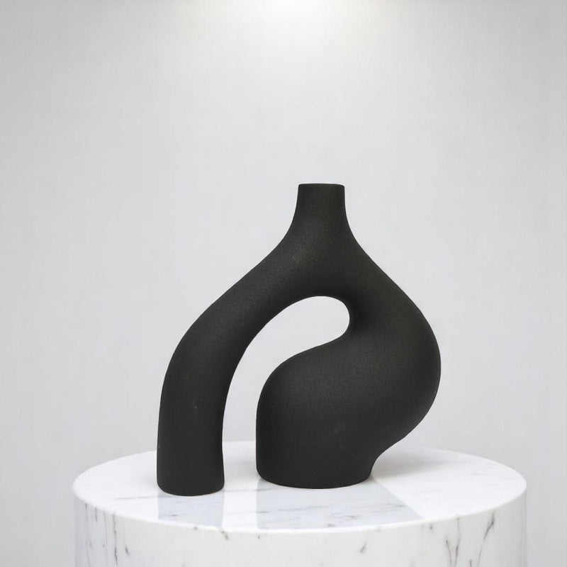 Obsidian Arc Ceramic Vase