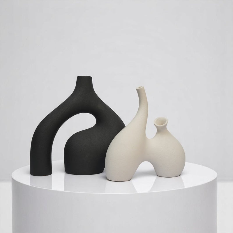 Obsidian Arc Ceramic Vase