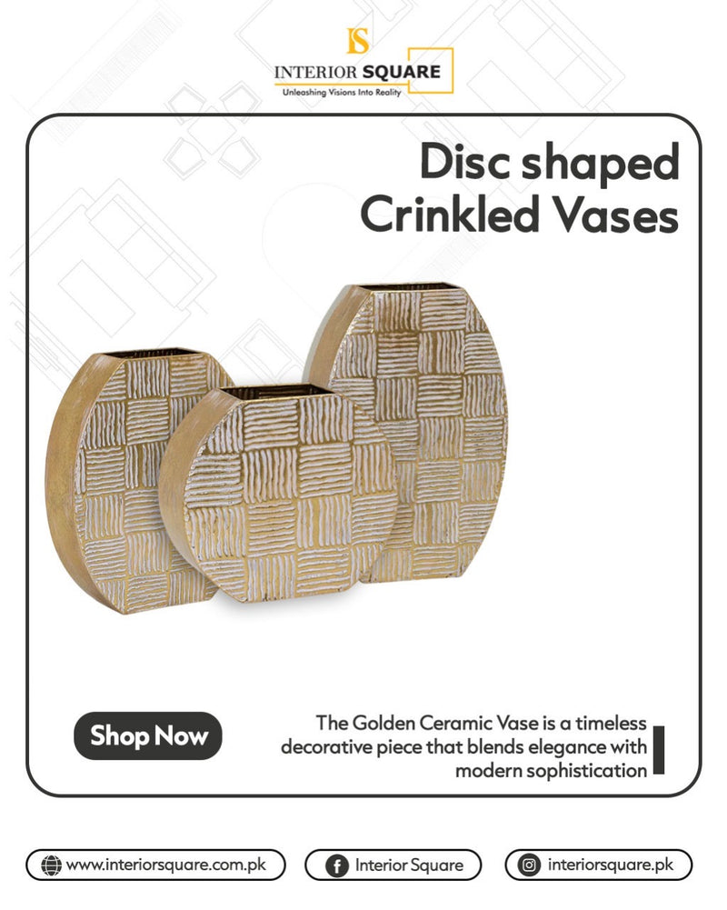 Disc-shaped Crinkled Vases