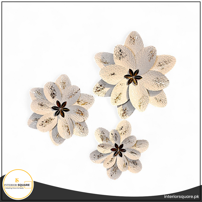 White Lotus Metallic Wall Art