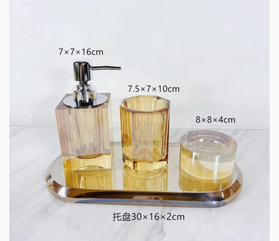 Golden Amber Crystal Luxury Bath Set