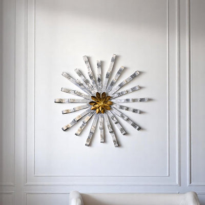 Solar Radiance: Gilded Burst Wall Sculpture