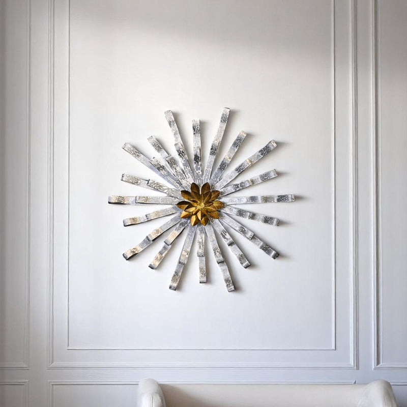 Solar Radiance: Gilded Burst Wall Sculpture