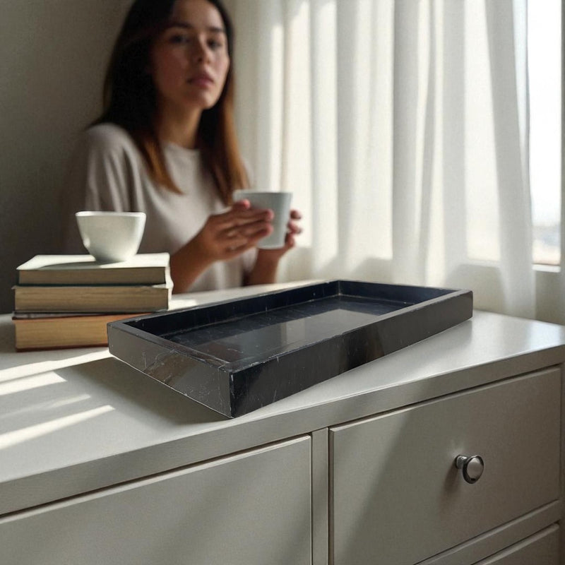 Ebon Luxe Black Marble Tray