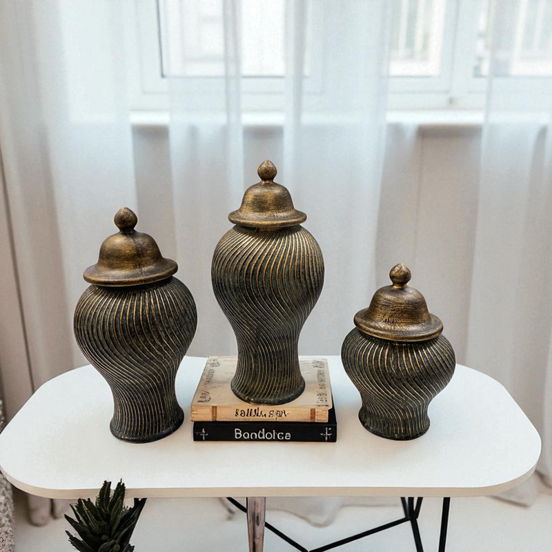 Regal Bronze Textured Ginger Jars