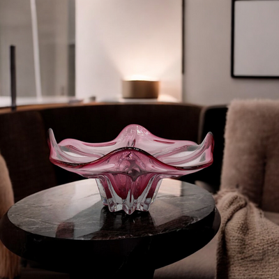 Ruby Murano-Style Art Glass Centerpiece Bowl