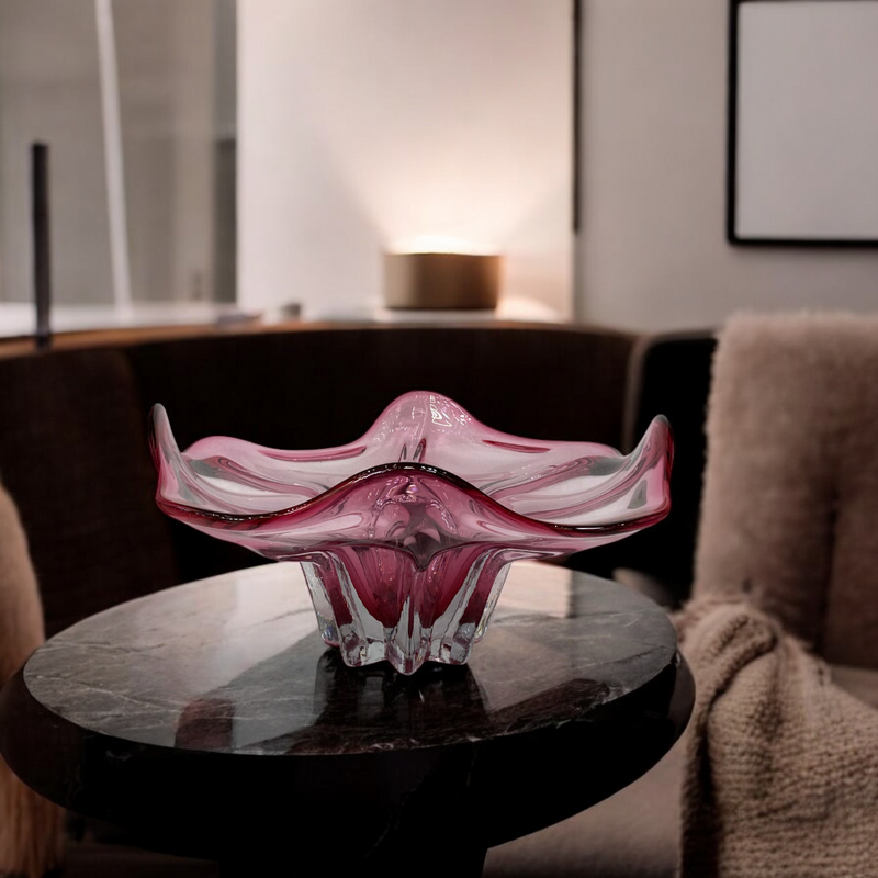 Ruby Murano-Style Art Glass Centerpiece Bowl