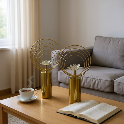 Brass Gold Circular Orb Sculptures
