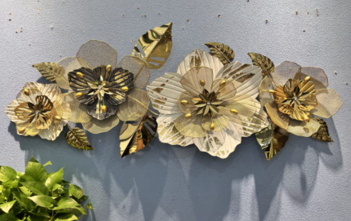 Golden Flower Metal Wall Art (126*58)
