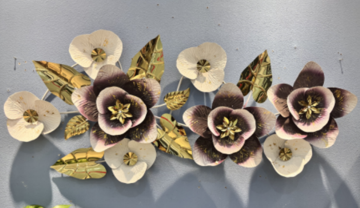 Golden Metallic Floral Wall Art (143*65cm)
