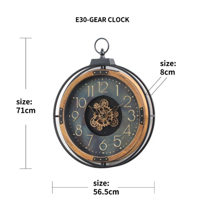 European Metal Gear Round Wall Clock