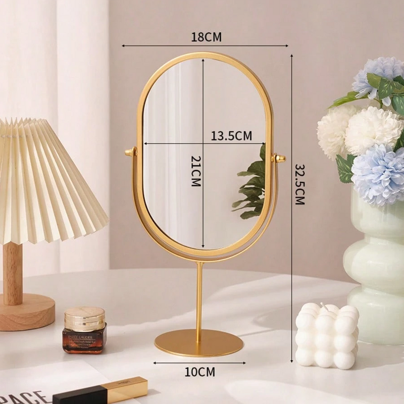 Elegant Gold Oval Table Mirror
