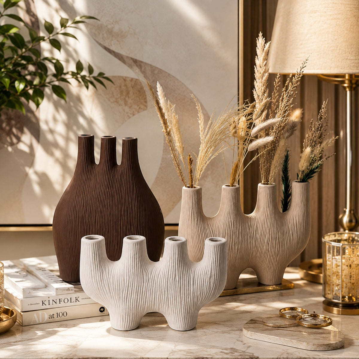 Multi-Neck Ceramic Table Vases