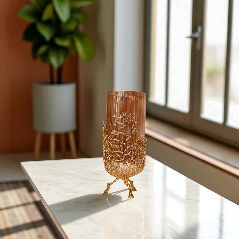 Sleek Harmony Metal Glass Vase
