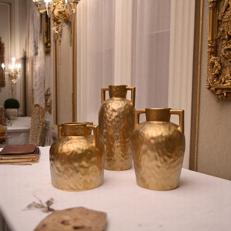 Golden Porcelain Vases Set