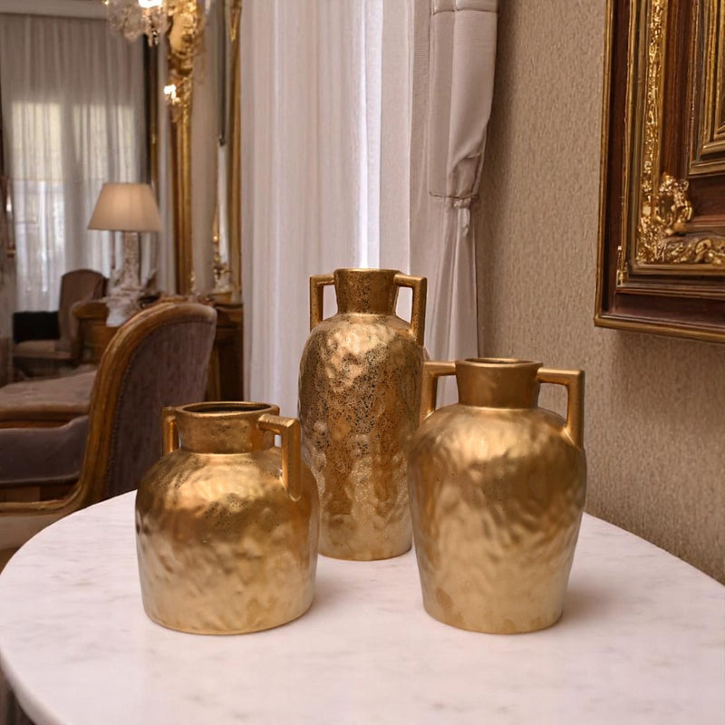 Golden Porcelain Vases Set
