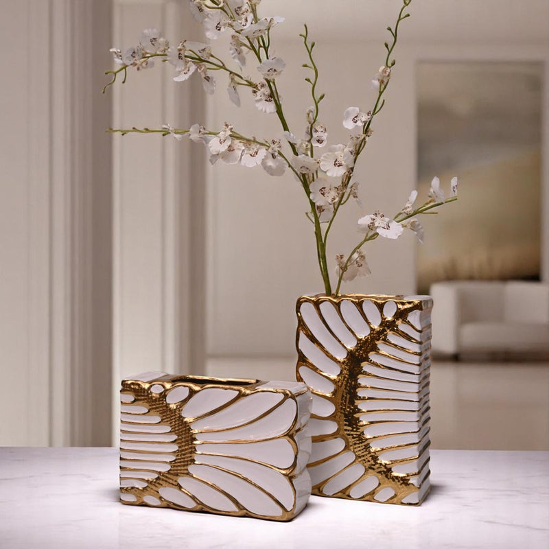 White-Gold Porcelain Table Vases