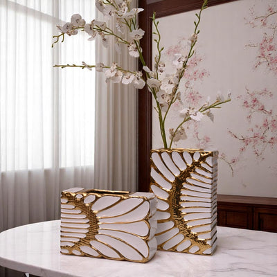White-Gold Porcelain Table Vases