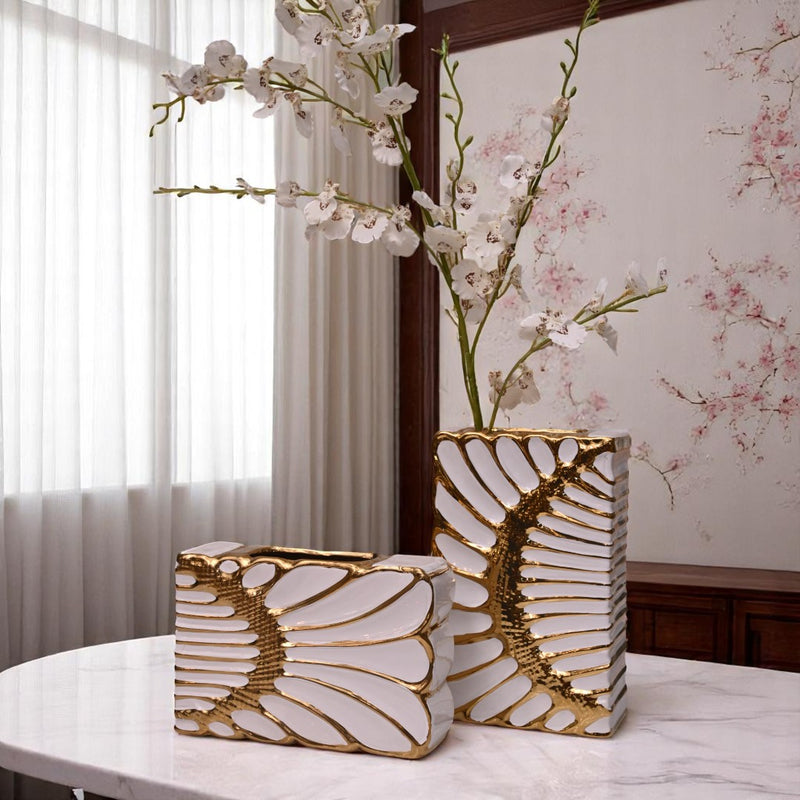 White-Gold Porcelain Table Vases