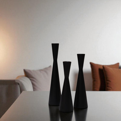 Modern Chrome Taper Candle Holder Set