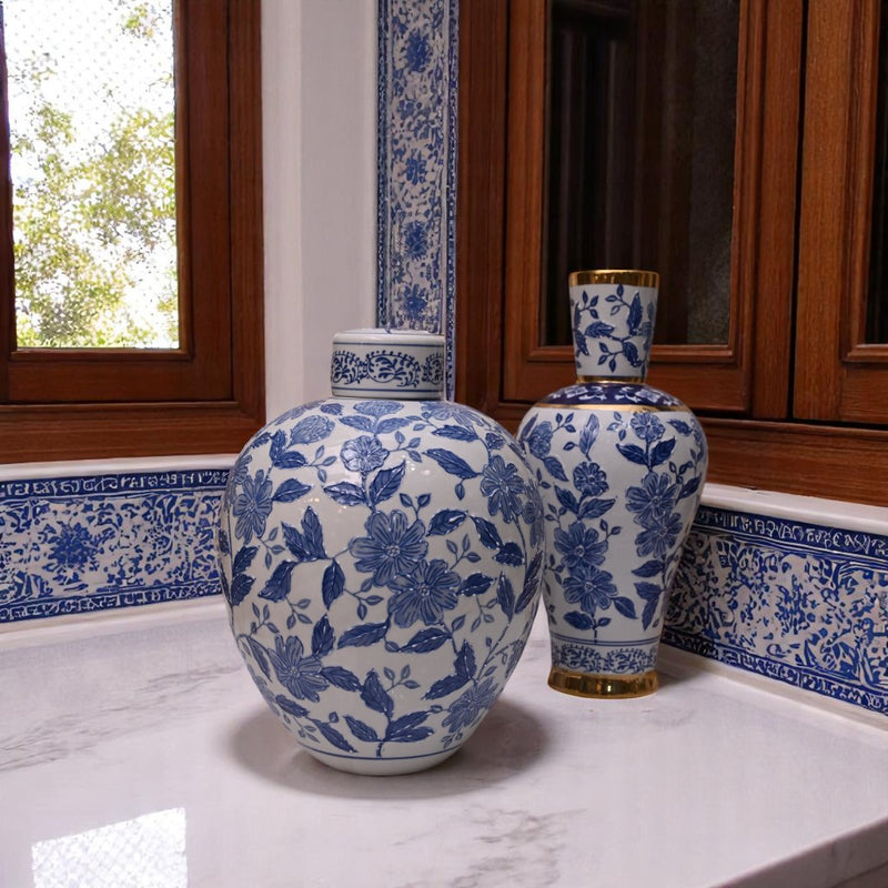 Iznik Blue Bone-China Vases