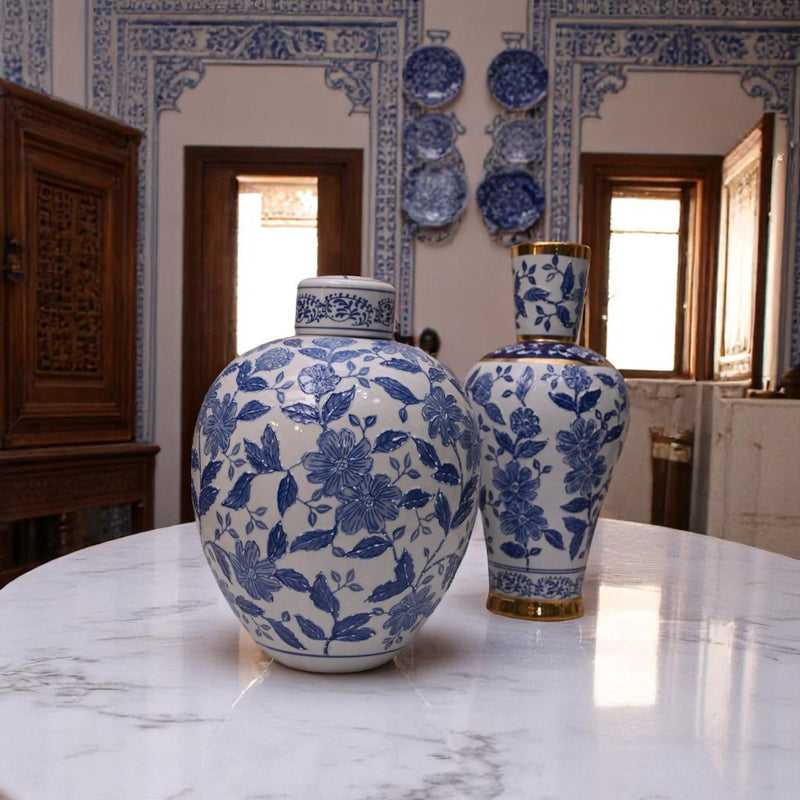 Iznik Blue Bone-China Vases