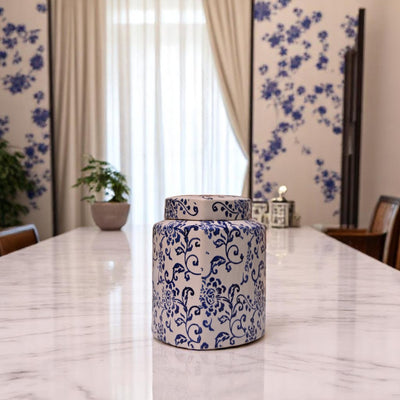Coastal Blue Ceramic Candy Jar