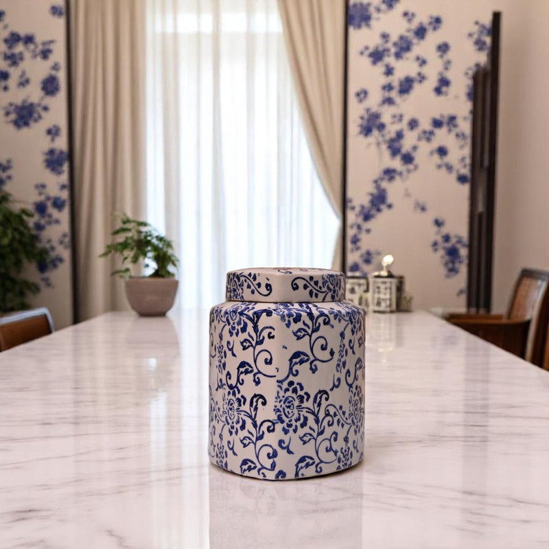 Coastal Blue Ceramic Candy Jar