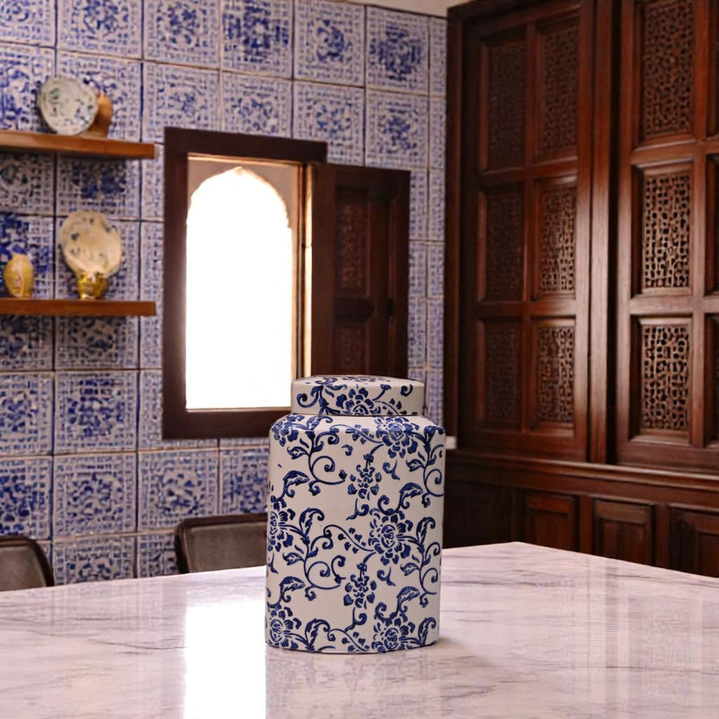 Coastal Blue Ceramic Candy Jar