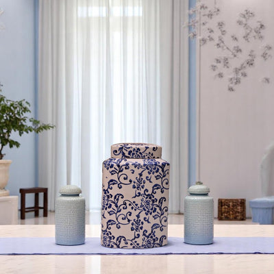 Coastal Blue Ceramic Candy Jar
