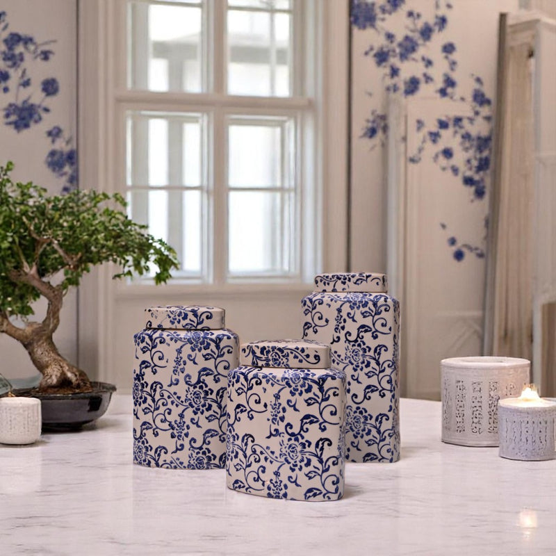 Coastal Blue Ceramic Candy Jar