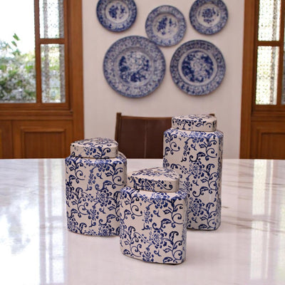 Coastal Blue Ceramic Candy Jar