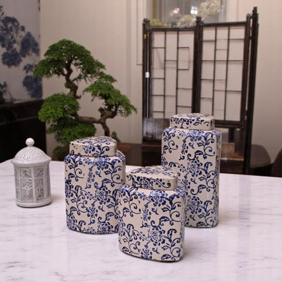Coastal Blue Ceramic Candy Jar