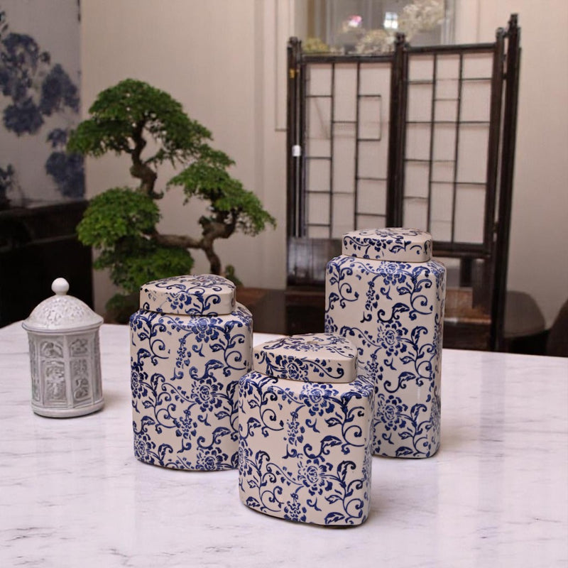 Coastal Blue Ceramic Candy Jar