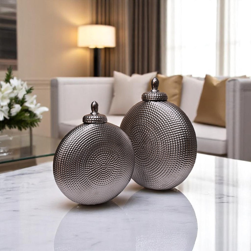 Luna Grace Silver Decorative Urn