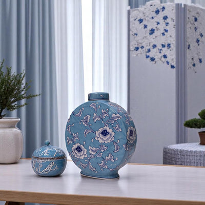 Blue Blossom Floral Candy and Tissue Box