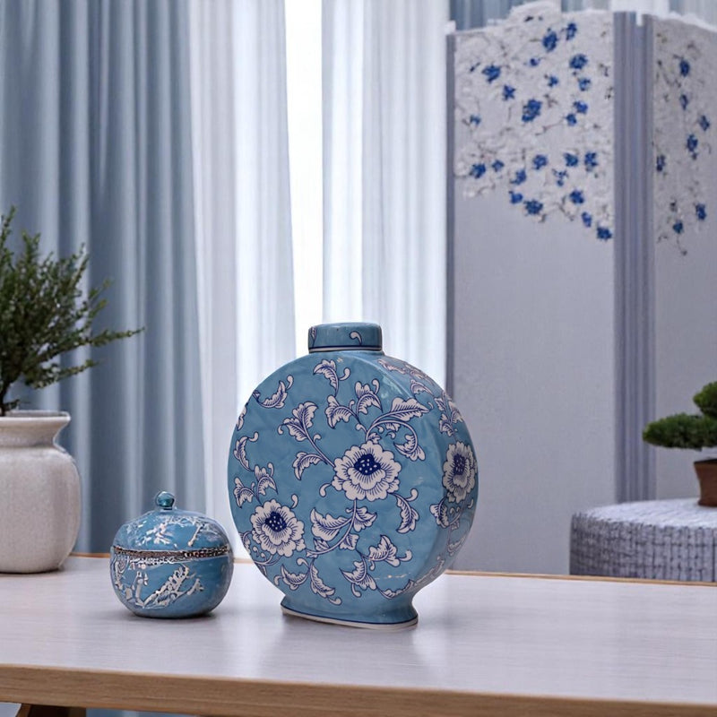 Blue Blossom Floral Candy and Tissue Box