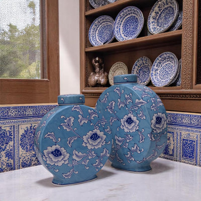 Blue Blossom Floral Candy and Tissue Box