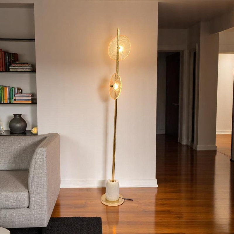 Noir Gleam – Gold  Crystal & Brass Floor Lamp