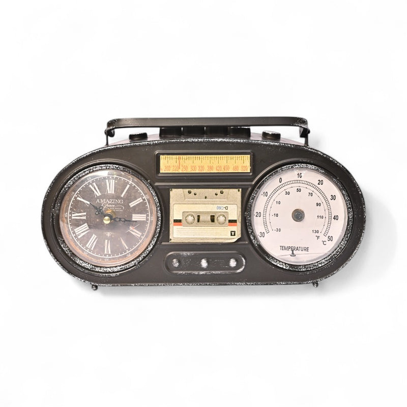 Vintage Noir Radio Table Clock