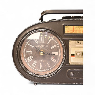 Vintage Noir Radio Table Clock