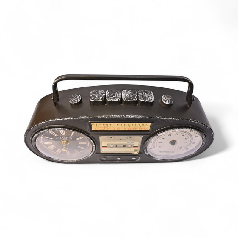 Vintage Noir Radio Table Clock
