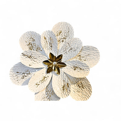 White Lotus Metallic Wall Art