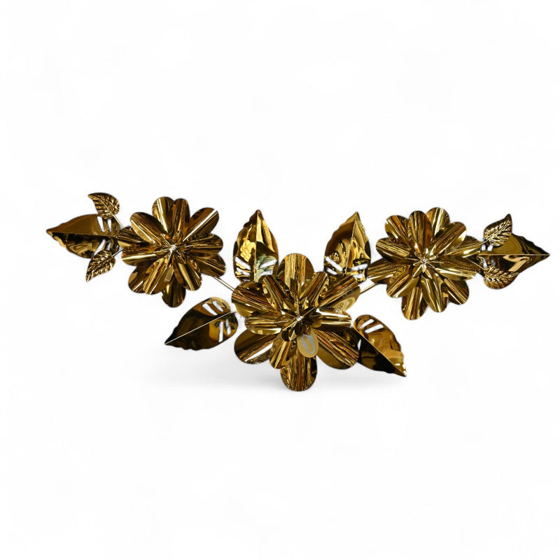 SS Floral Golden Metal Wall Motive