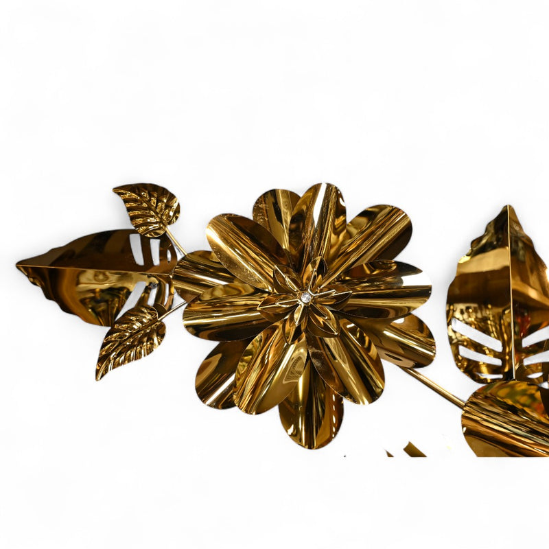 SS Floral Golden Metal Wall Motive