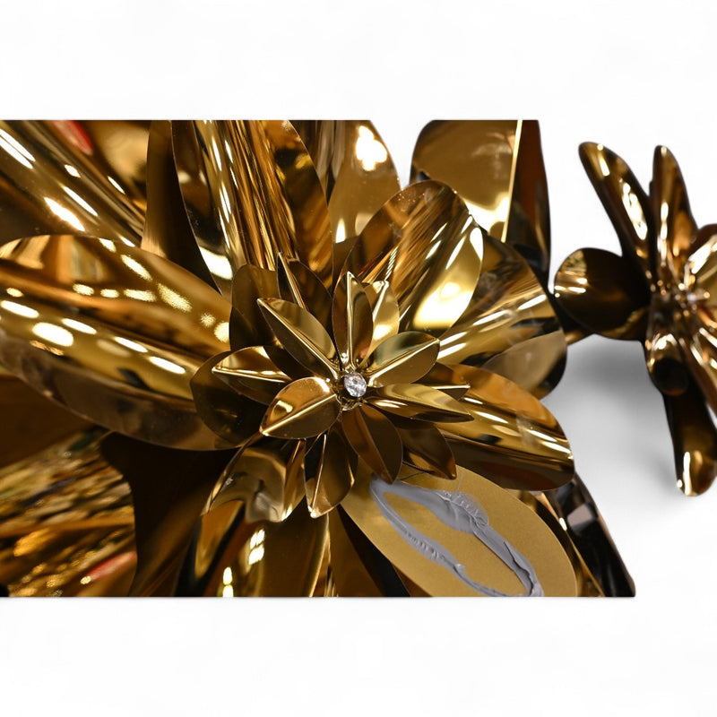 SS Floral Golden Metal Wall Motive