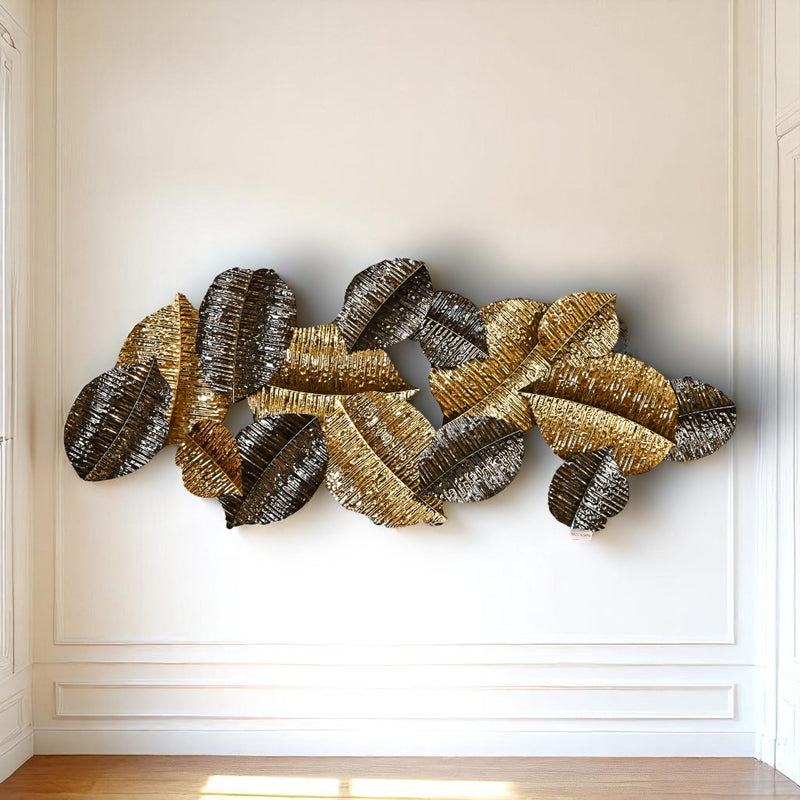Golden and Black Leaf Wall Motive