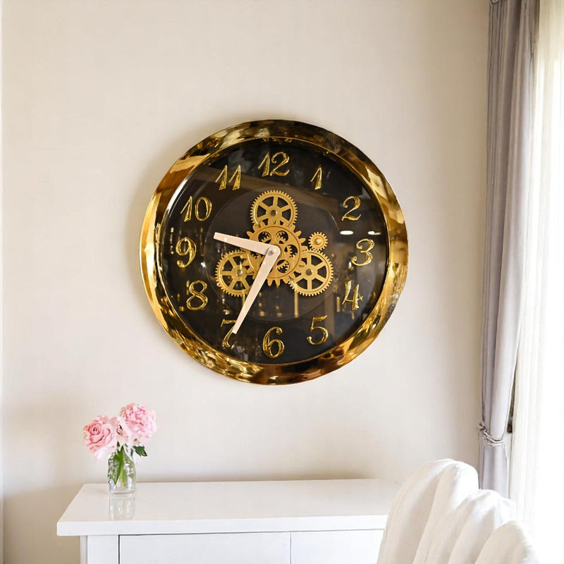 Aurora Luxe Gold Gears Wall Clock