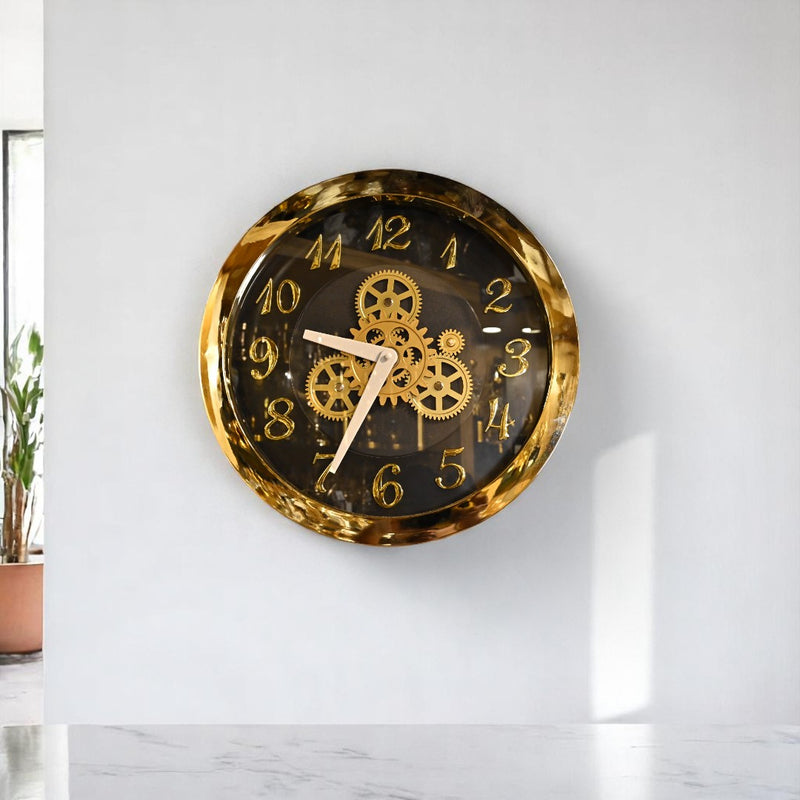 Aurora Luxe Gold Gears Wall Clock