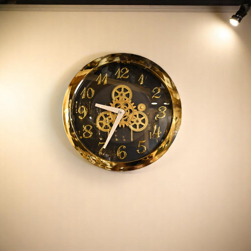 Aurora Luxe Gold Gears Wall Clock
